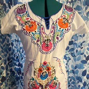 Mexican embroidered peasant dress